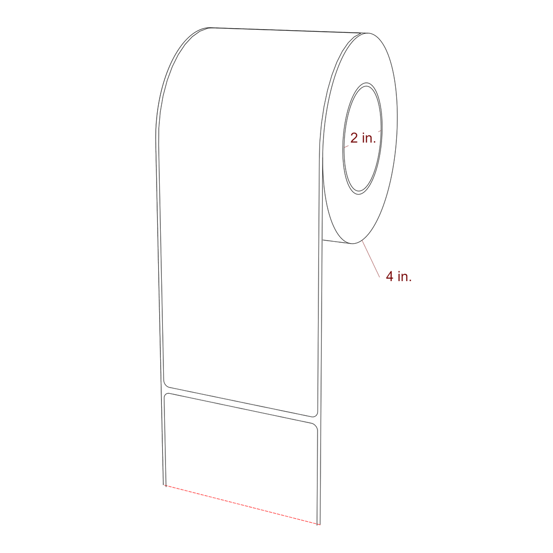 3.25 Inch x 8 Inch Rectangle Inkjet Label Roll - 2 Inch Core - 4 Inch Roll OD - 3D Perspective