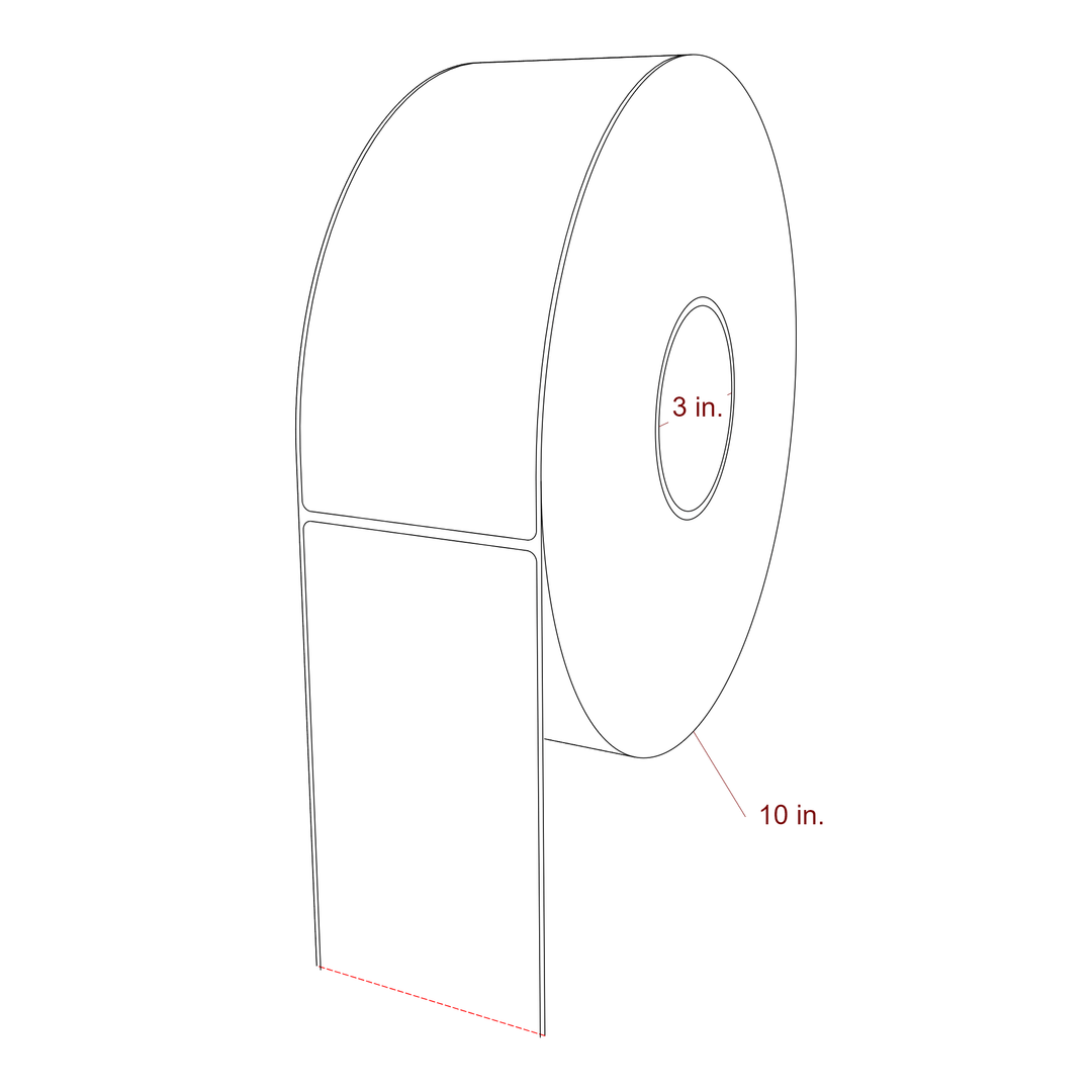 3.25 Inch x 8 Inch Rectangle Inkjet Label Roll - 3 Inch Core - 10 Inch Roll OD - 3D Perspective