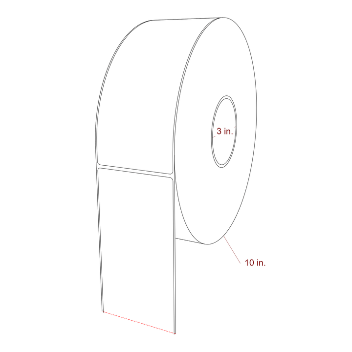 3.25 Inch x 8 Inch Rectangle Inkjet Label Roll - 3 Inch Core - 10 Inch Roll OD - 3D Perspective