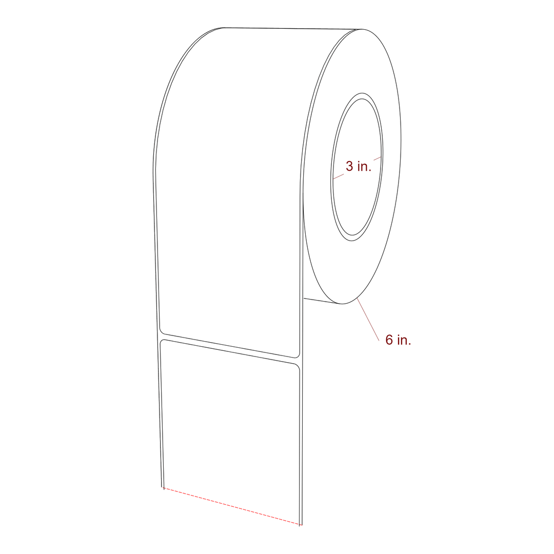 3.25 Inch x 8 Inch Rectangle Inkjet Label Roll - 3 Inch Core - 6 Inch Roll OD - 3D Perspective