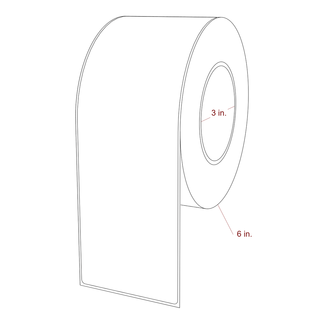 3.25 Inch x 9.75 Inch Rectangle Inkjet Label Roll - 3 Inch Core - 6 Inch Roll OD - 3D Perspective