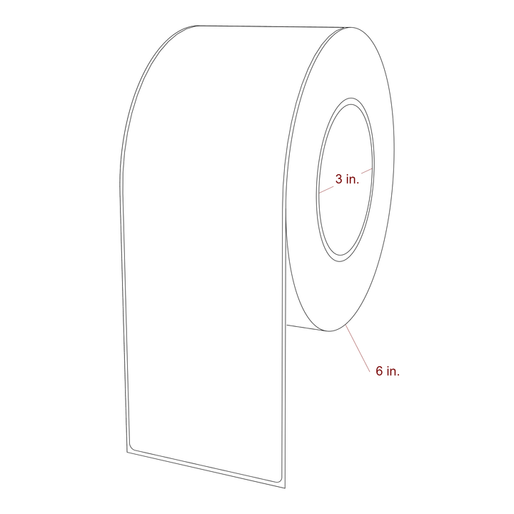 3.25 Inch x 9.75 Inch Rectangle Inkjet Label Roll - 3 Inch Core - 6 Inch Roll OD - 3D Perspective