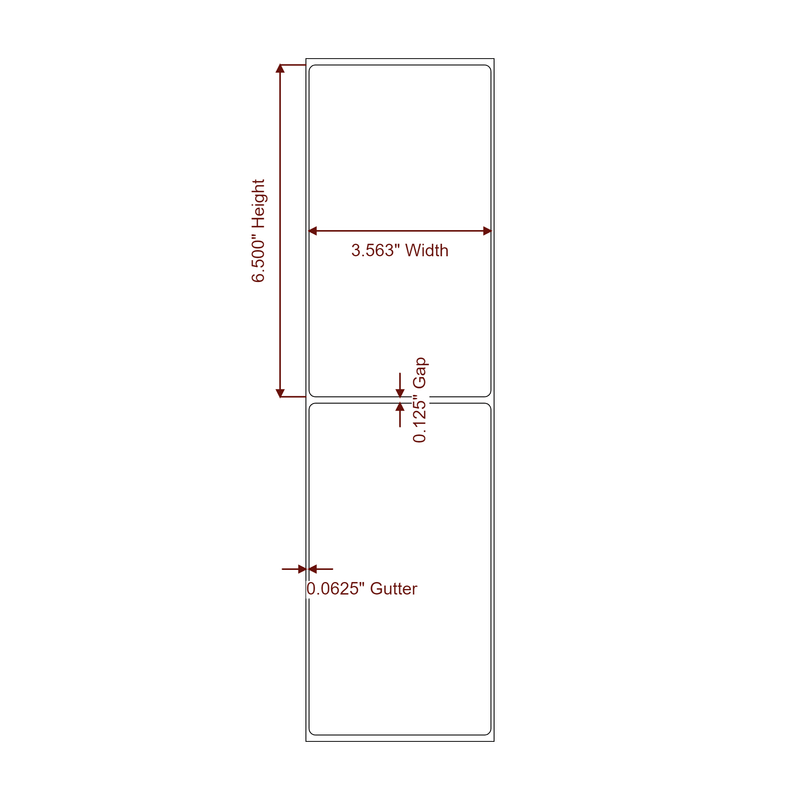 3.5625" x 6.5" Inkjet Label Rolls | Fits Epson ColorWorks, VIPColor & Primera - Label Diagram