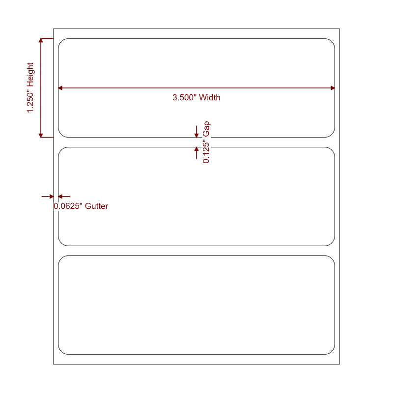 3.5" x 1.25" Inkjet Label Rolls | Fits Epson ColorWorks, VIPColor & Primera - Label Diagram