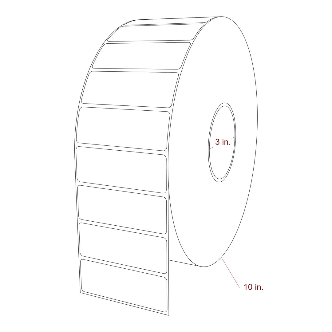 3.5 Inch x 1.25 Inch Rectangle Inkjet Label Roll - 3 Inch Core - 10 Inch Roll OD - 3D Perspective