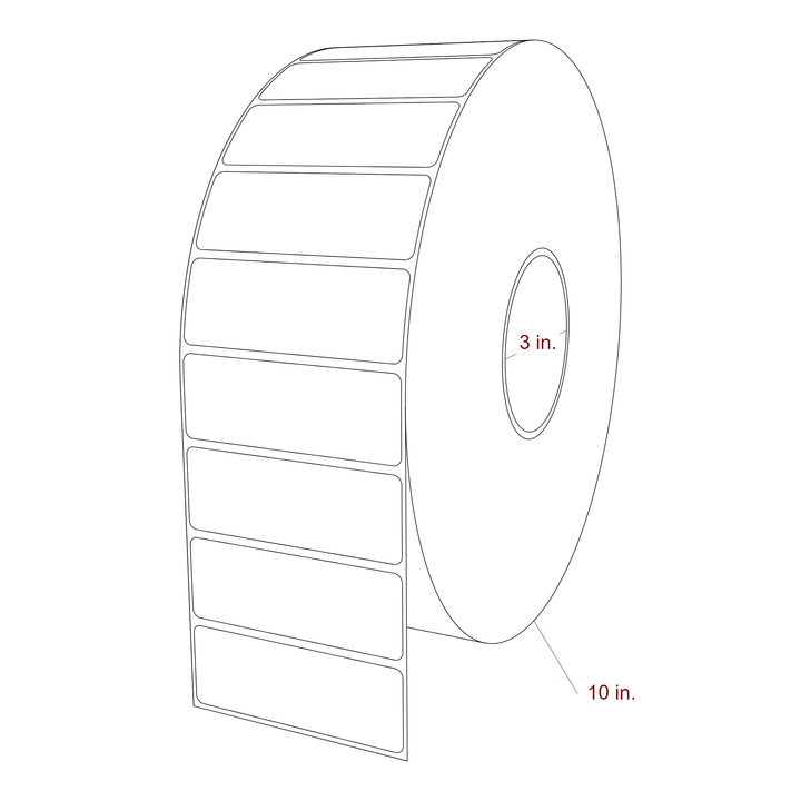 3.5 Inch x 1.25 Inch Rectangle Inkjet Label Roll - 3 Inch Core - 10 Inch Roll OD - 3D Perspective