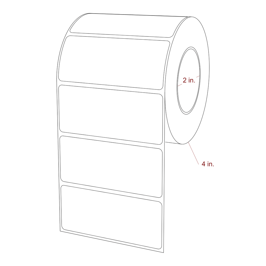 3.5 Inch x 1.5 Inch Rectangle Inkjet Label Roll - 2 Inch Core - 4 Inch Roll OD - 3D Perspective