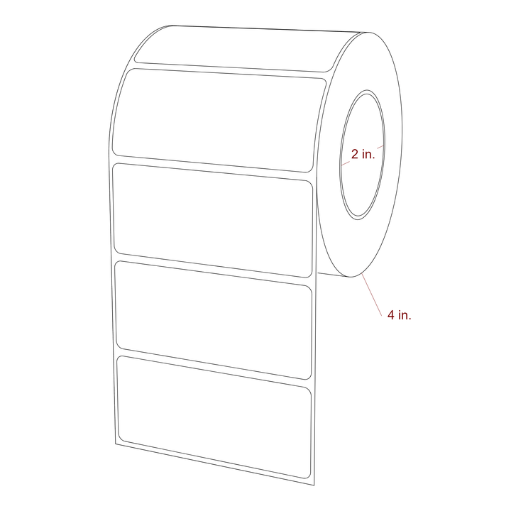 3.5 Inch x 1.5 Inch Rectangle Inkjet Label Roll - 2 Inch Core - 4 Inch Roll OD - 3D Perspective