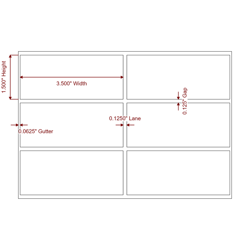 3.5" x 1.5" Inkjet Label Rolls | 2-Up | Fits Epson ColorWorks & VIPColor - Label Diagram