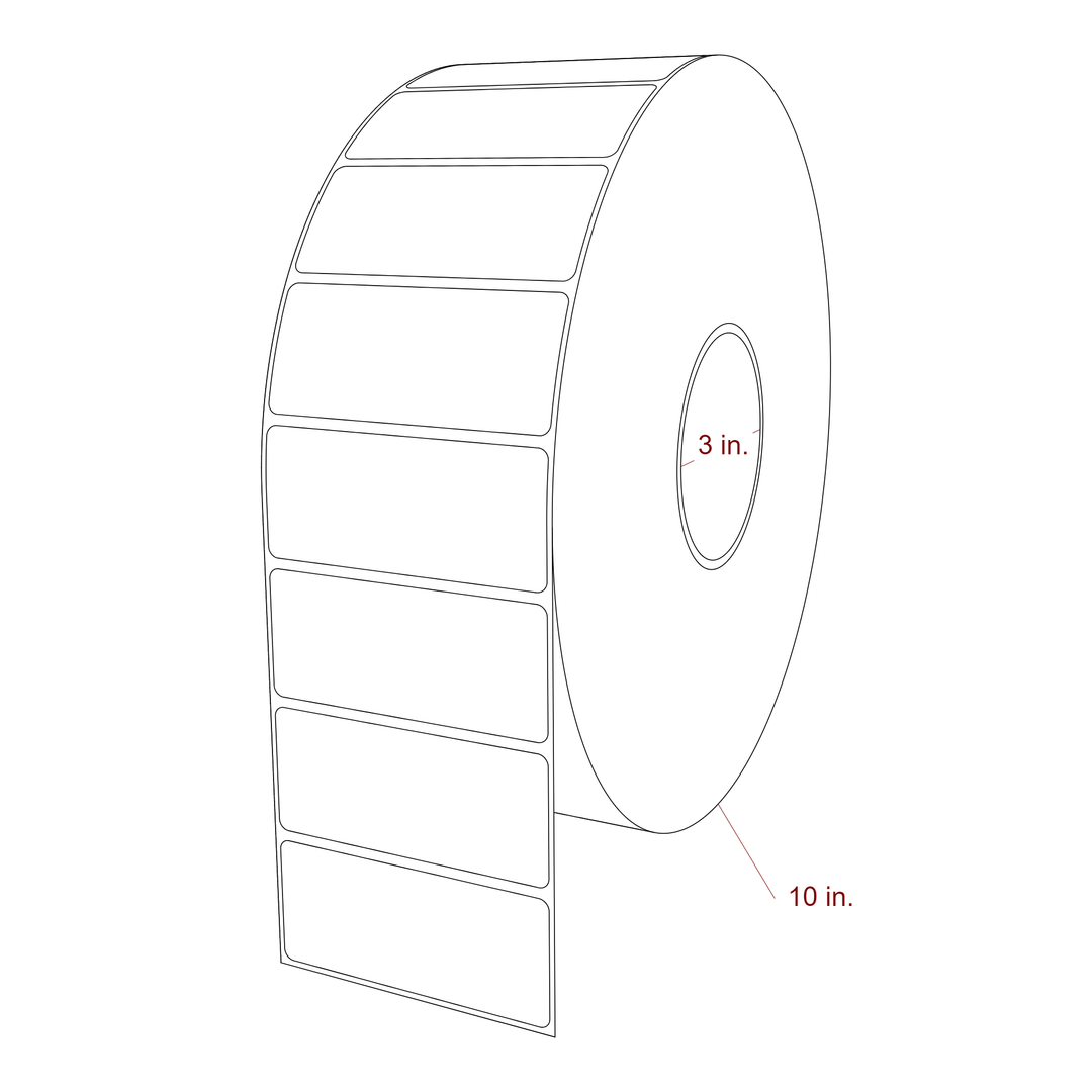 3.5 Inch x 1.5 Inch Rectangle Inkjet Label Roll - 3 Inch Core - 10 Inch Roll OD - 3D Perspective