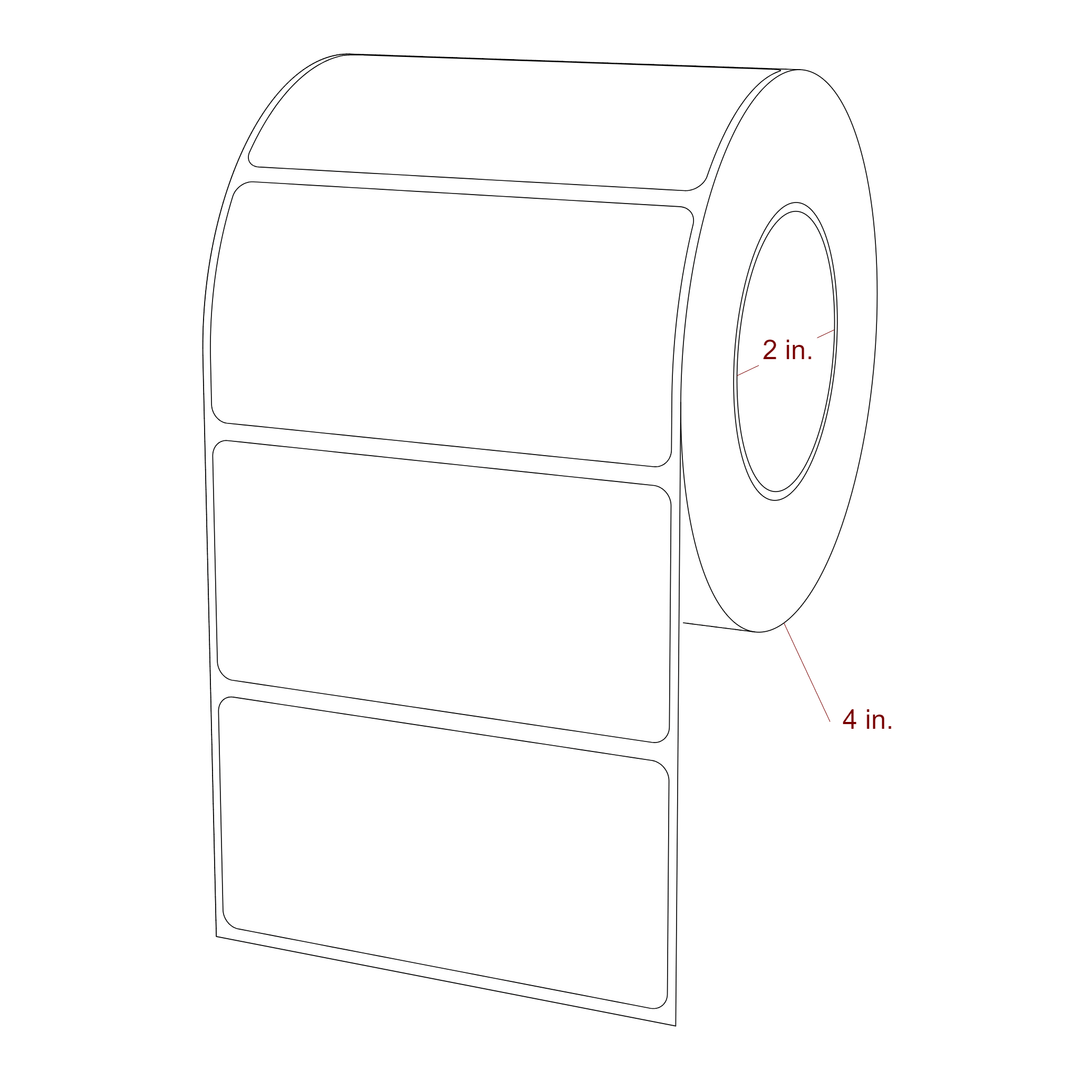 3.5 Inch x 1.75 Inch Rectangle Inkjet Label Roll - 2 Inch Core - 4 Inch Roll OD - 3D Perspective