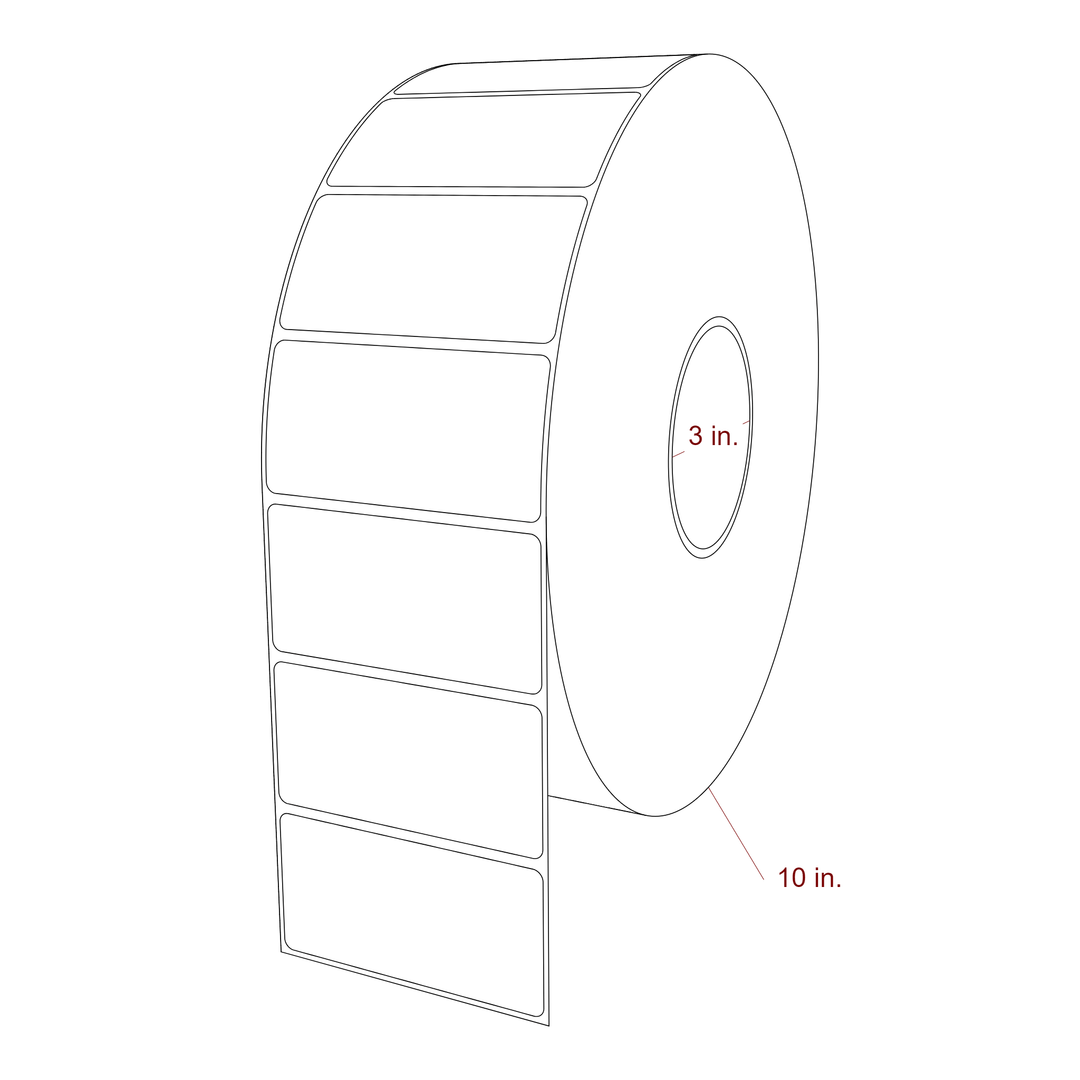 3.5 Inch x 1.75 Inch Rectangle Inkjet Label Roll - 3 Inch Core - 10 Inch Roll OD - 3D Perspective