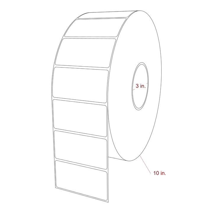 3.5 Inch x 1.75 Inch Rectangle Inkjet Label Roll - 3 Inch Core - 10 Inch Roll OD - 3D Perspective