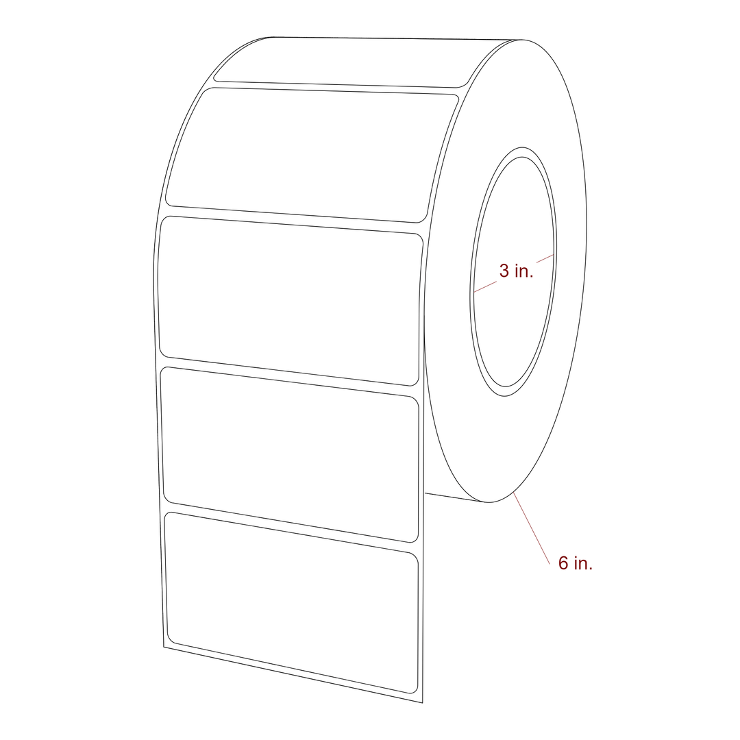 3.5 Inch x 1.75 Inch Rectangle Inkjet Label Roll - 3 Inch Core - 6 Inch Roll OD - 3D Perspective