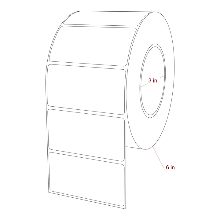 3.5 Inch x 1.75 Inch Rectangle Inkjet Label Roll - 3 Inch Core - 6 Inch Roll OD - 3D Perspective