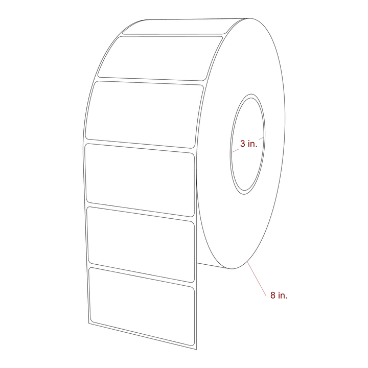 3.5 Inch x 1.75 Inch Rectangle Inkjet Label Roll - 3 Inch Core - 8 Inch Roll OD - 3D Perspective