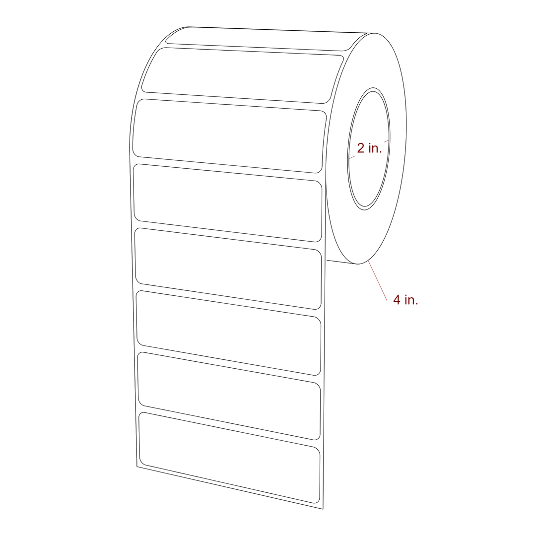 3.5 Inch x 1 Inch Rectangle Inkjet Label Roll - 2 Inch Core - 4 Inch Roll OD - 3D Perspective