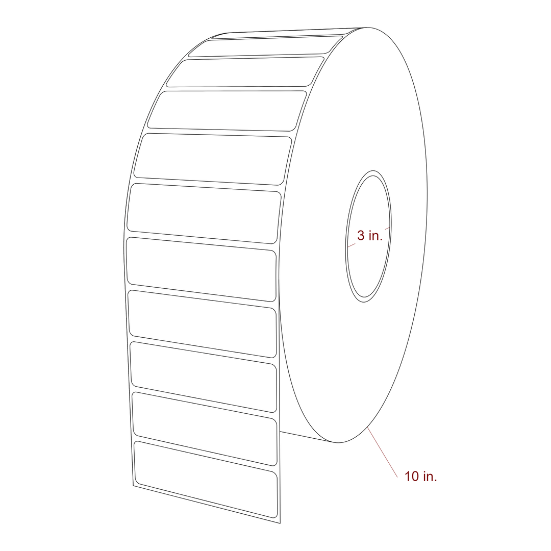 3.5 Inch x 1 Inch Rectangle Inkjet Label Roll - 3 Inch Core - 10 Inch Roll OD - 3D Perspective