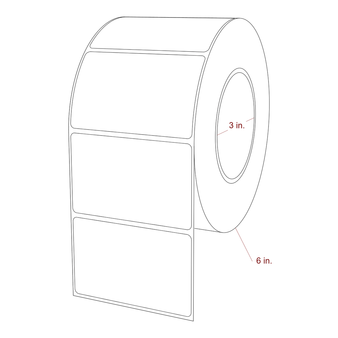 3.5 Inch x 2.1875 Inch Rectangle Inkjet Label Roll - 3 Inch Core - 6 Inch Roll OD - 3D Perspective