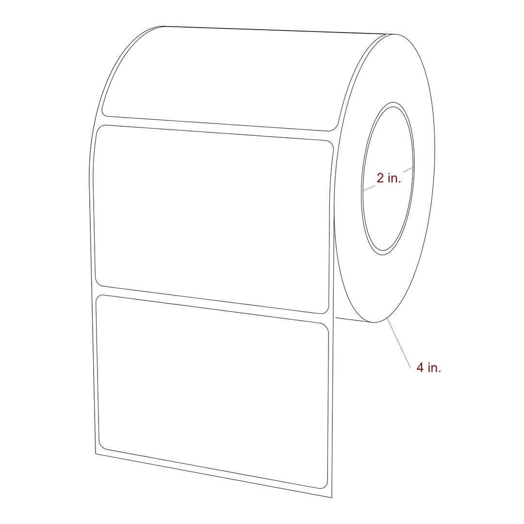 3.5 Inch x 2.25 Inch Rectangle Inkjet Label Roll - 2 Inch Core - 4 Inch Roll OD - 3D Perspective
