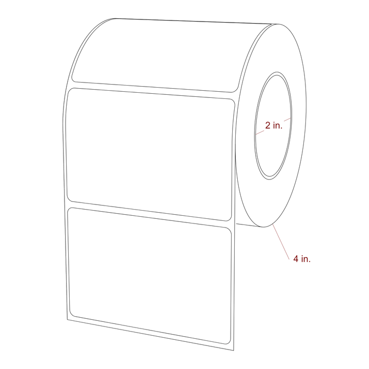 3.5 Inch x 2.25 Inch Rectangle Inkjet Label Roll - 2 Inch Core - 4 Inch Roll OD - 3D Perspective