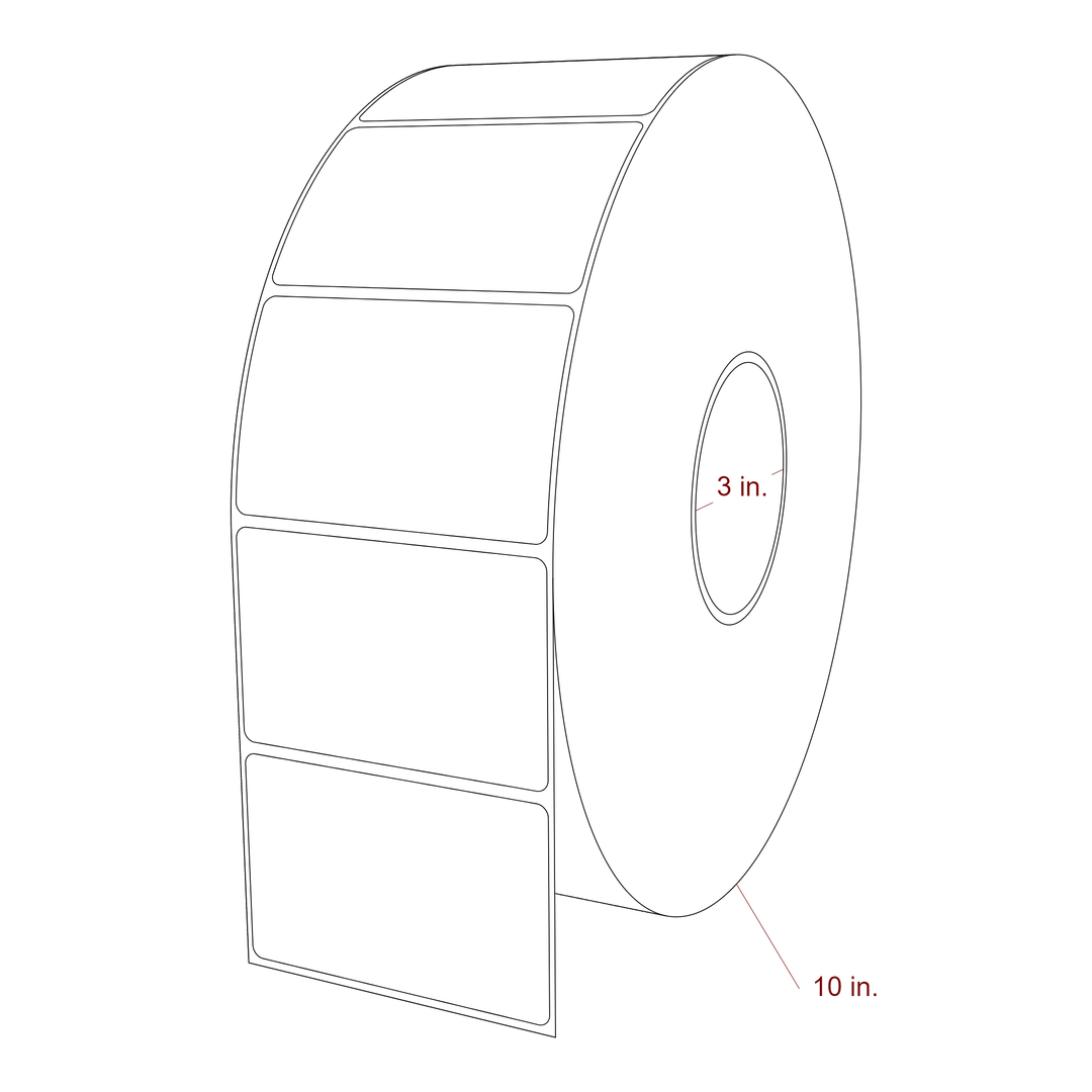 3.5 Inch x 2.25 Inch Rectangle Inkjet Label Roll - 3 Inch Core - 10 Inch Roll OD - 3D Perspective