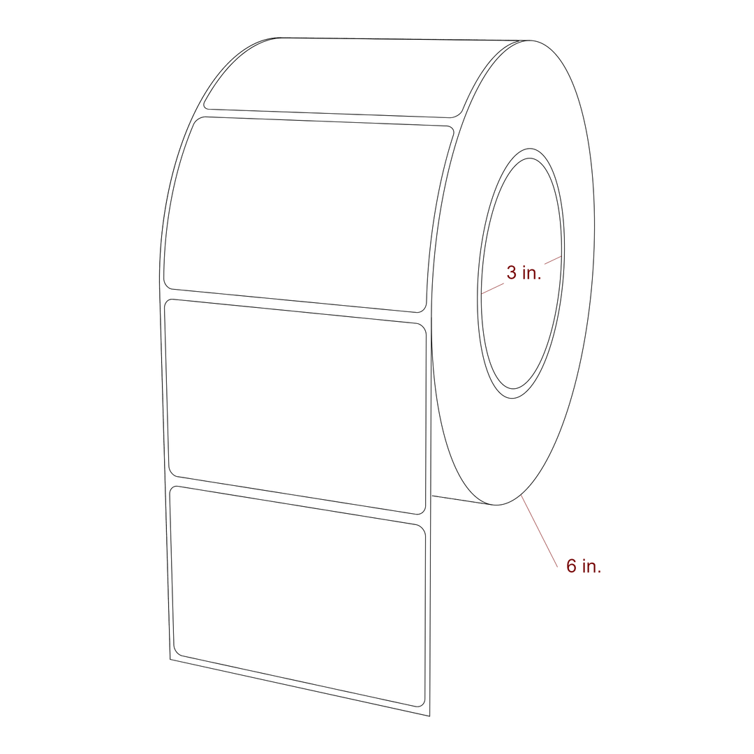 3.5 Inch x 2.25 Inch Rectangle Inkjet Label Roll - 3 Inch Core - 6 Inch Roll OD - 3D Perspective