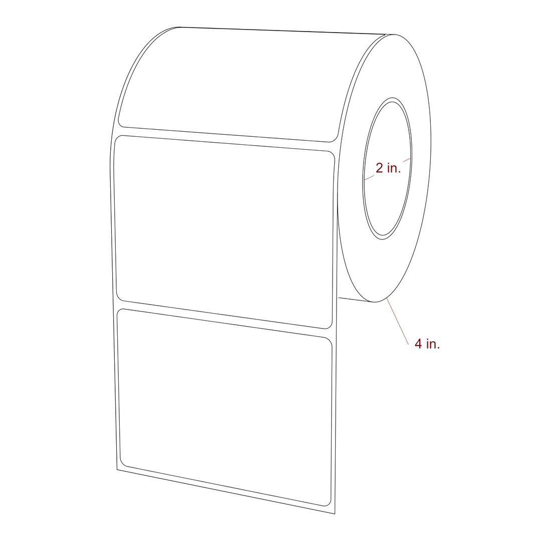3.5 Inch x 2.5 Inch Rectangle Inkjet Label Roll - 2 Inch Core - 4 Inch Roll OD - 3D Perspective