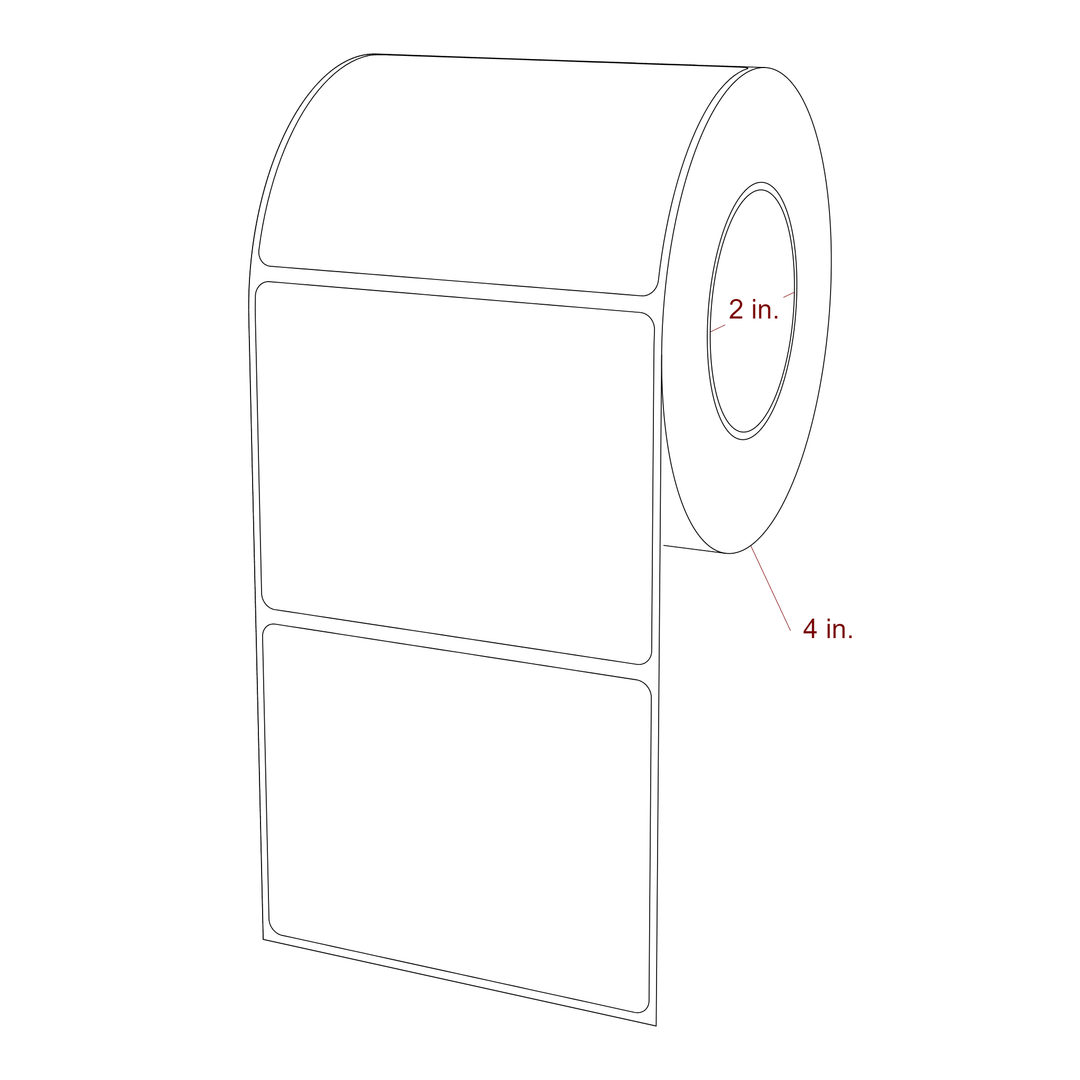 3.5 Inch x 2.75 Inch Rectangle Inkjet Label Roll - 2 Inch Core - 4 Inch Roll OD - 3D Perspective