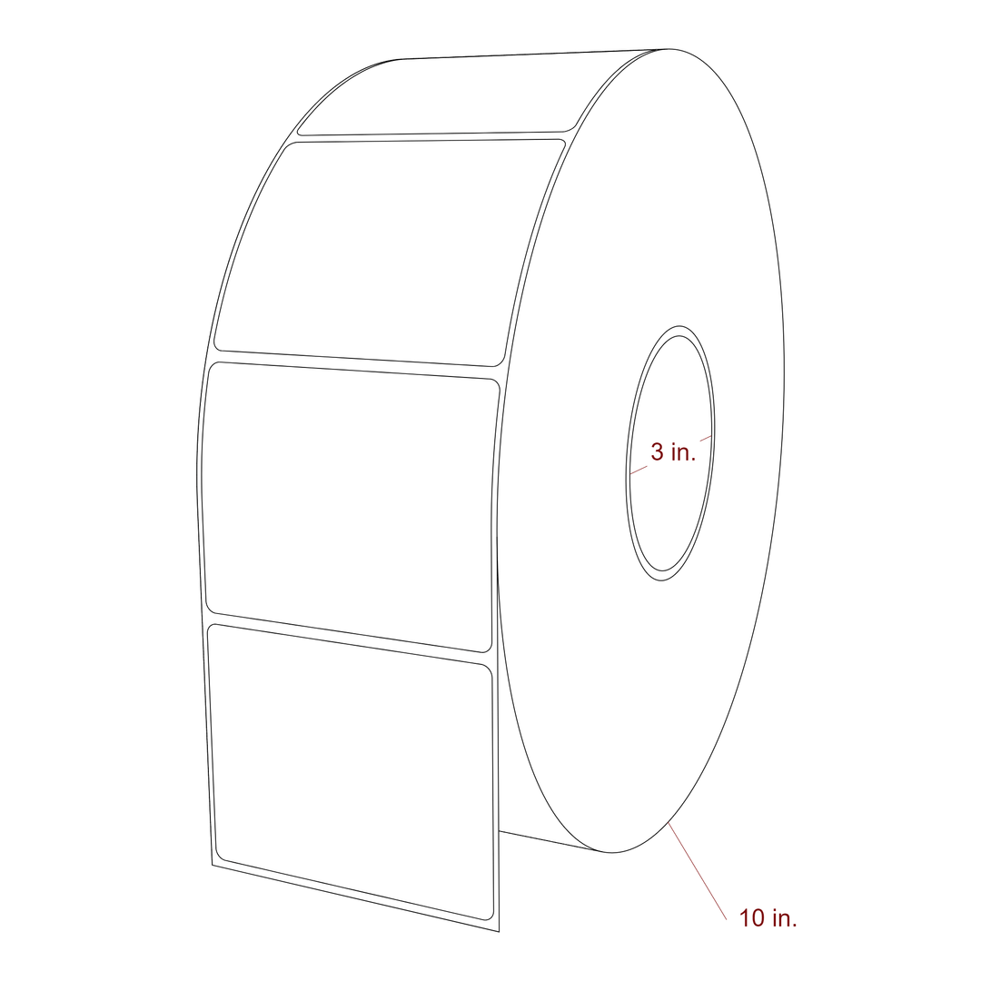 3.5 Inch x 2.75 Inch Rectangle Inkjet Label Roll - 3 Inch Core - 10 Inch Roll OD - 3D Perspective