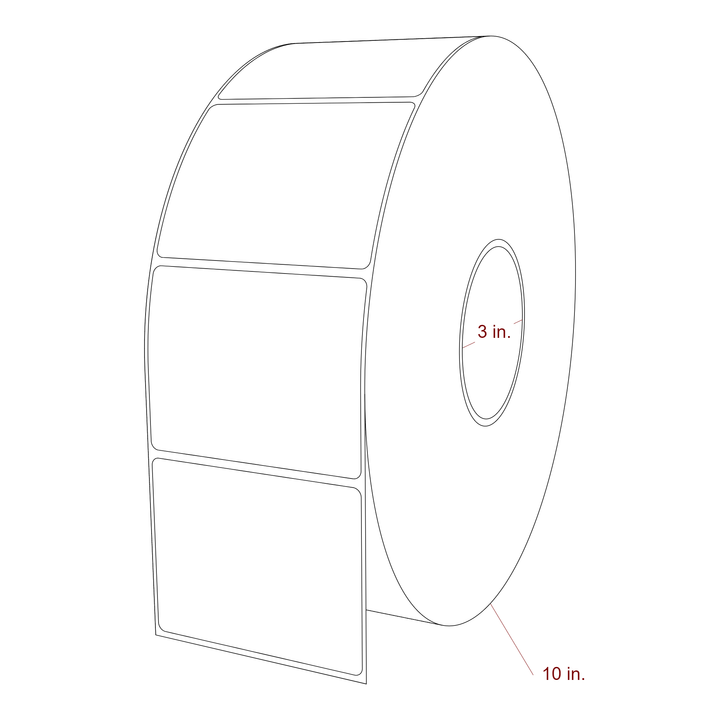 3.5 Inch x 2.75 Inch Rectangle Inkjet Label Roll - 3 Inch Core - 10 Inch Roll OD - 3D Perspective