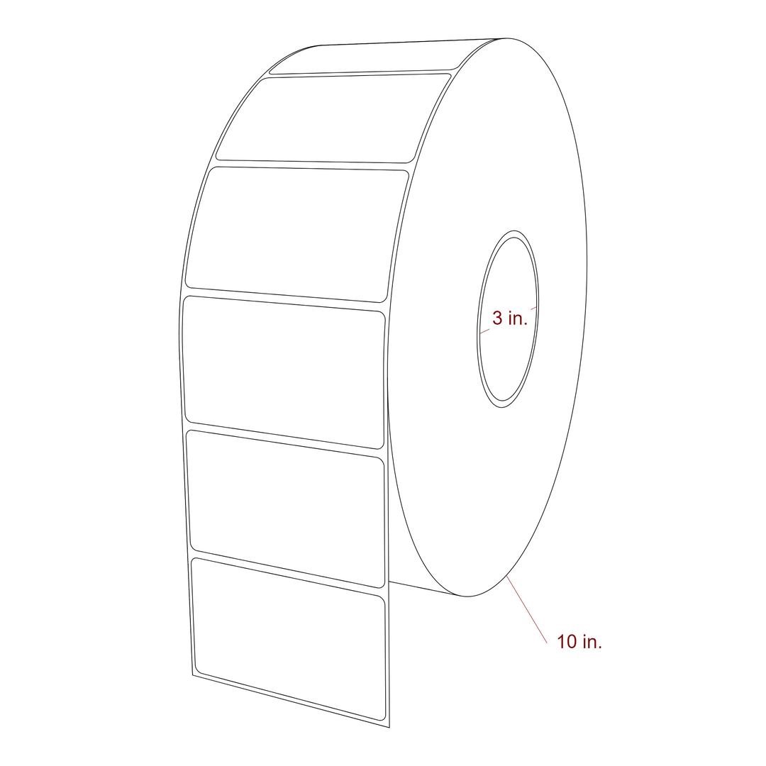 3.5 Inch x 2 Inch Rectangle Inkjet Label Roll - 3 Inch Core - 10 Inch Roll OD - 3D Perspective
