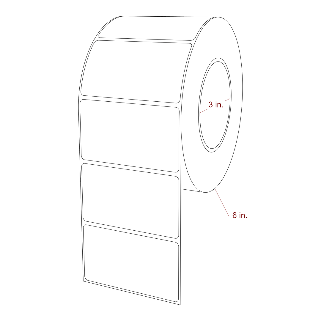 3.5 Inch x 2 Inch Rectangle Inkjet Label Roll - 3 Inch Core - 6 Inch Roll OD - 3D Perspective
