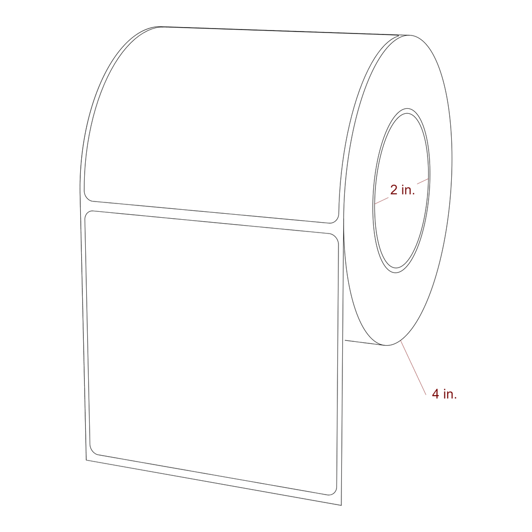 3.5 Inch x 3.25 Inch Rectangle Inkjet Label Roll - 2 Inch Core - 4 Inch Roll OD - 3D Perspective