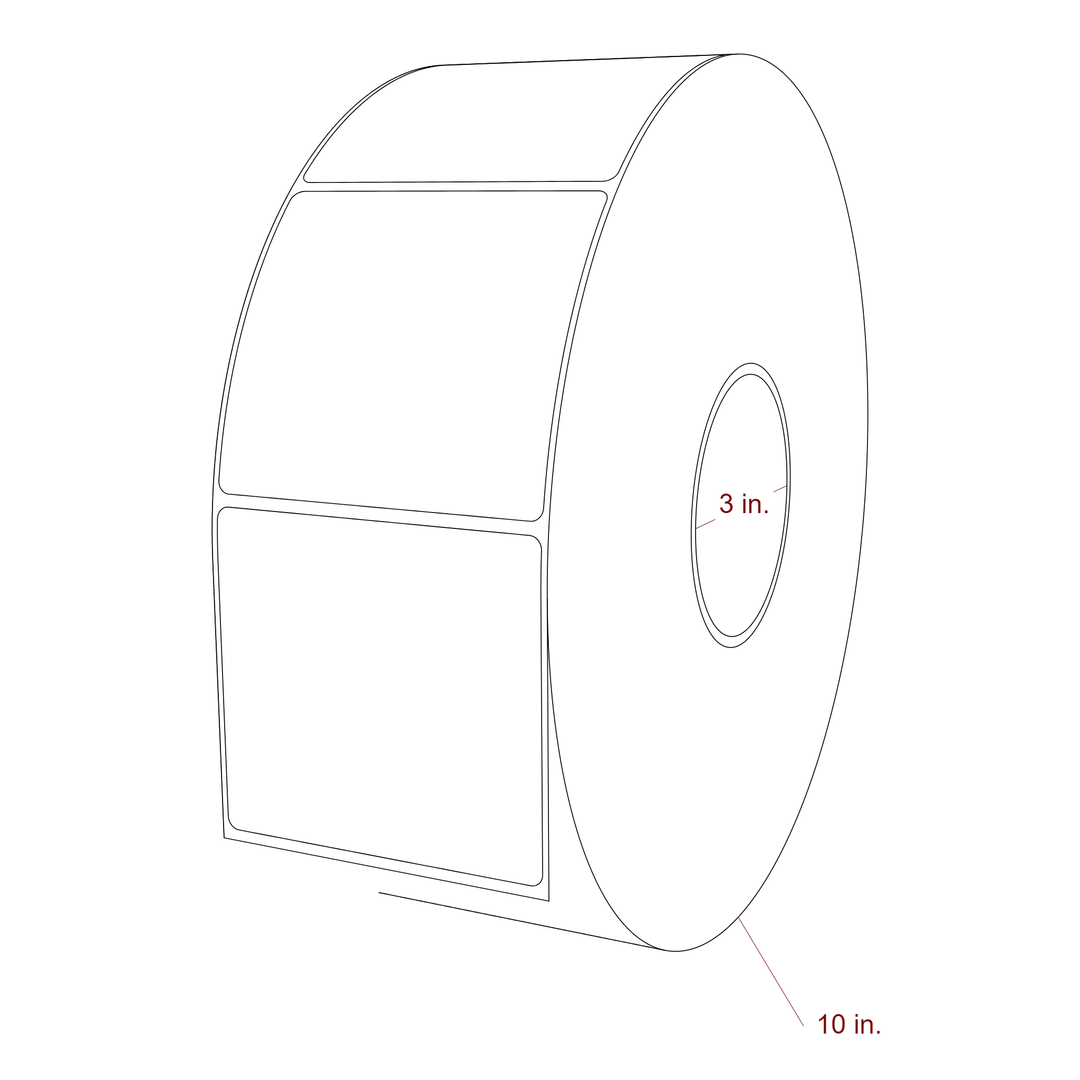3.5 Inch x 3.25 Inch Rectangle Inkjet Label Roll - 3 Inch Core - 10 Inch Roll OD - 3D Perspective