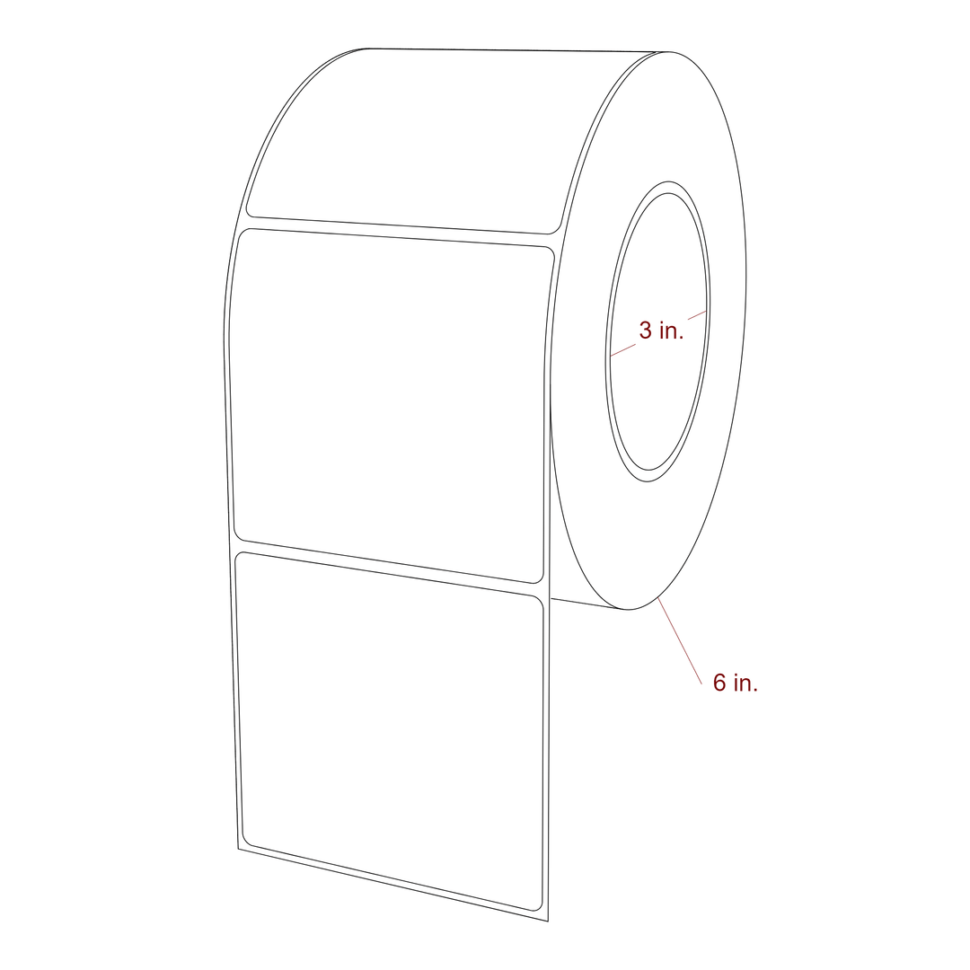 3.5 Inch x 3.25 Inch Rectangle Inkjet Label Roll - 3 Inch Core - 6 Inch Roll OD - 3D Perspective