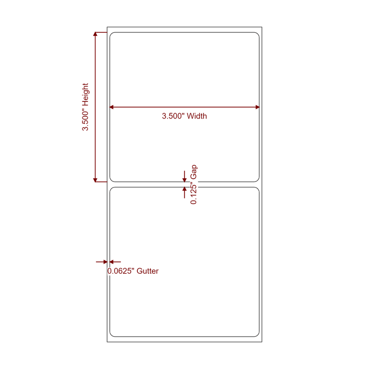 3.5" x 3.5" Rectangle Label Diagram