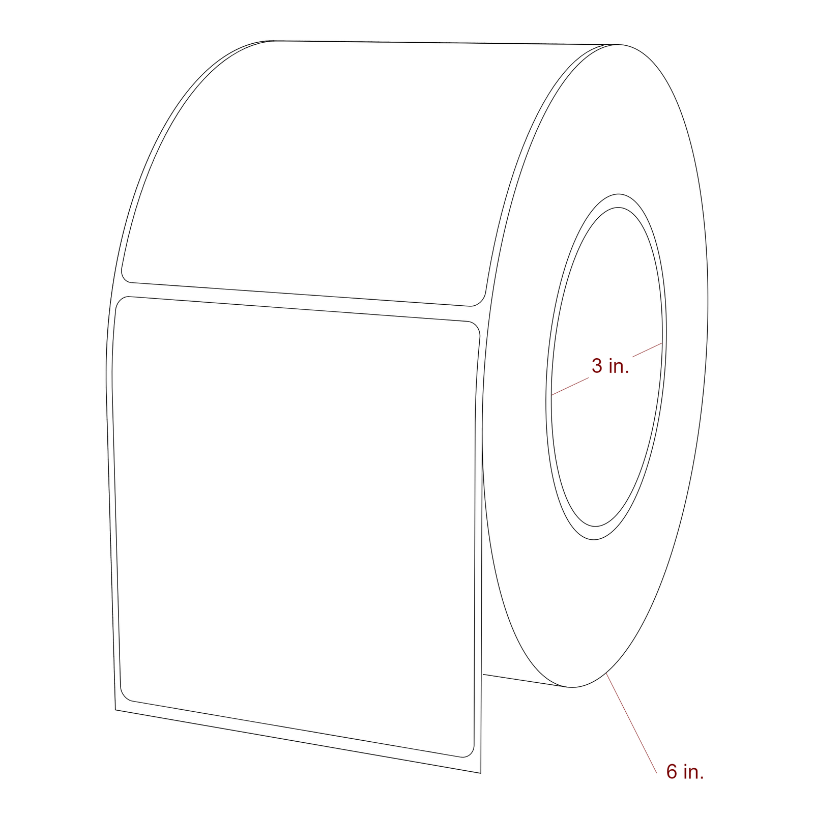 3.5" x 3.6875" Rectangle Roll for Epson ColorWorks, VIPColor & Primera Printers; 3.5" x 3.6875" Rectangle Label Diagram