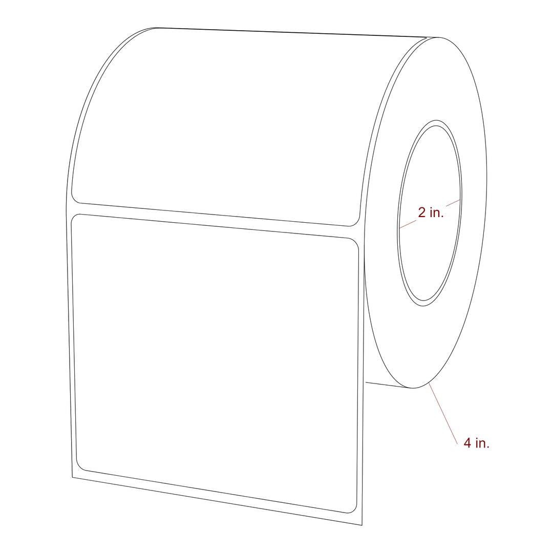 3.5 Inch x 3 Inch Rectangle Inkjet Label Roll - 2 Inch Core - 4 Inch Roll OD - 3D Perspective