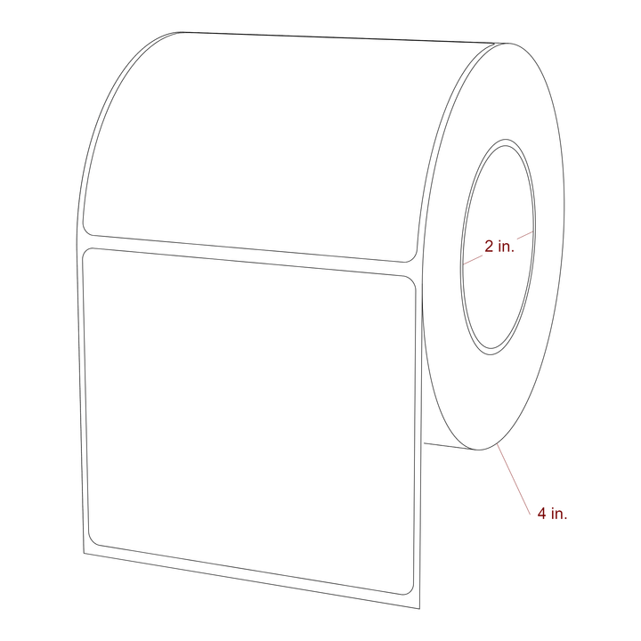 3.5 Inch x 3 Inch Rectangle Inkjet Label Roll - 2 Inch Core - 4 Inch Roll OD - 3D Perspective