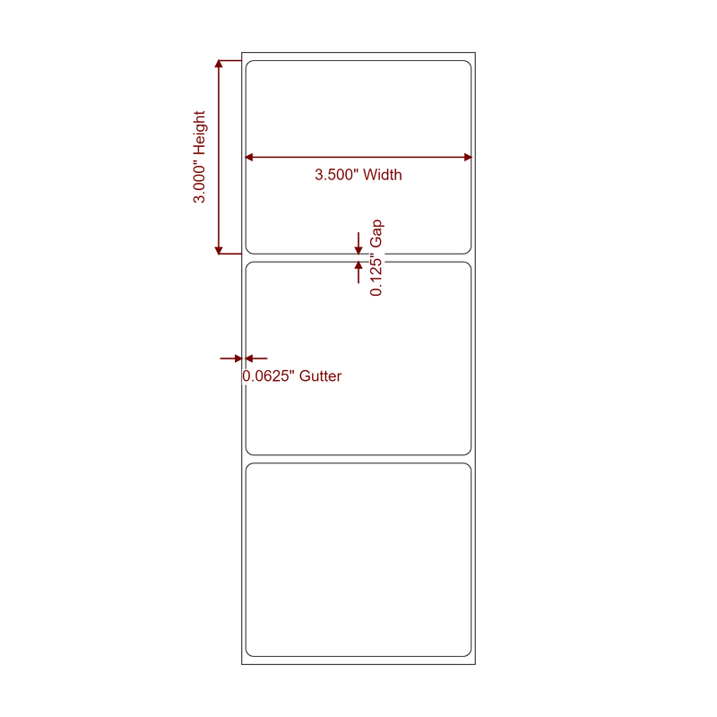 3.5" x 3" Inkjet Label Rolls | Fits Epson ColorWorks, VIPColor & Primera - Label Diagram