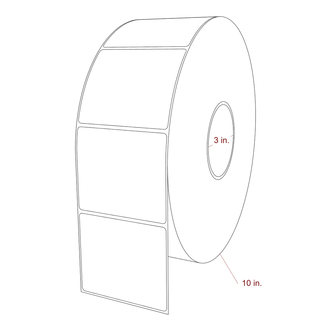 3.5 Inch x 3 Inch Rectangle Inkjet Label Roll - 3 Inch Core - 10 Inch Roll OD - 3D Perspective