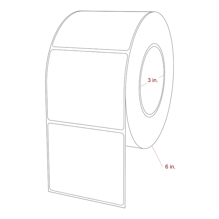 3.5 Inch x 3 Inch Rectangle Inkjet Label Roll - 3 Inch Core - 6 Inch Roll OD - 3D Perspective