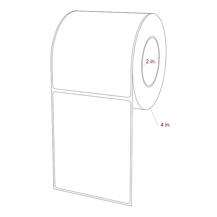3.5 Inch x 4.25 Inch Rectangle Inkjet Label Roll - 2 Inch Core - 4 Inch Roll OD - 3D Perspective