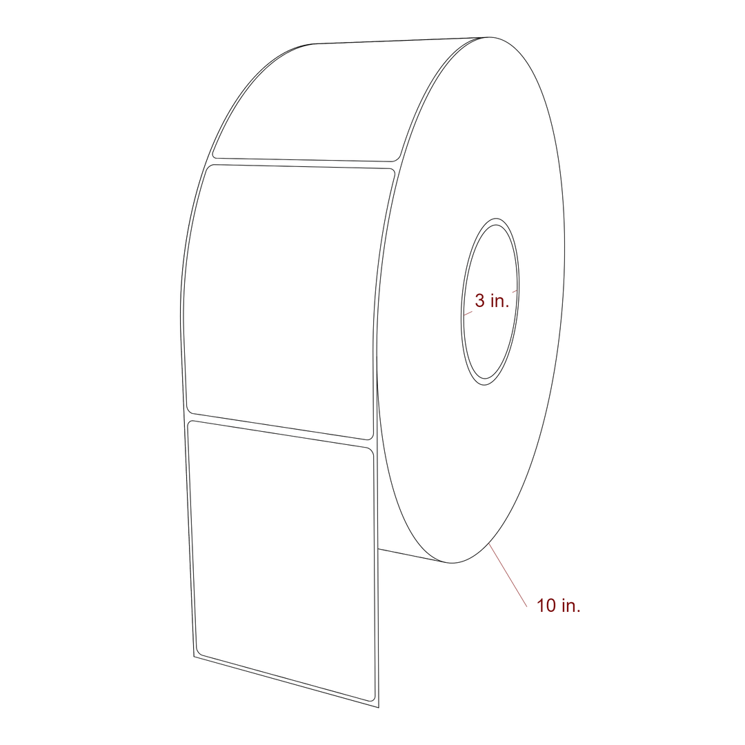 3.5 Inch x 4.25 Inch Rectangle Inkjet Label Roll - 3 Inch Core - 10 Inch Roll OD - 3D Perspective