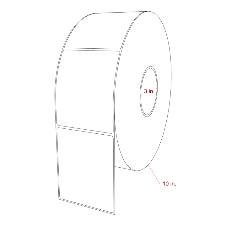 3.5 Inch x 4.25 Inch Rectangle Inkjet Label Roll - 3 Inch Core - 10 Inch Roll OD - 3D Perspective