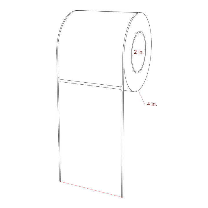 3.5 Inch x 4.5 Inch Rectangle Inkjet Label Roll - 2 Inch Core - 4 Inch Roll OD - 3D Perspective
