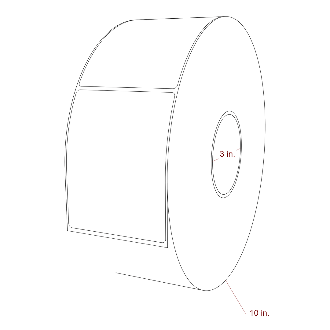 3.5 Inch x 4.5 Inch Rectangle Inkjet Label Roll - 3 Inch Core - 10 Inch Roll OD - 3D Perspective