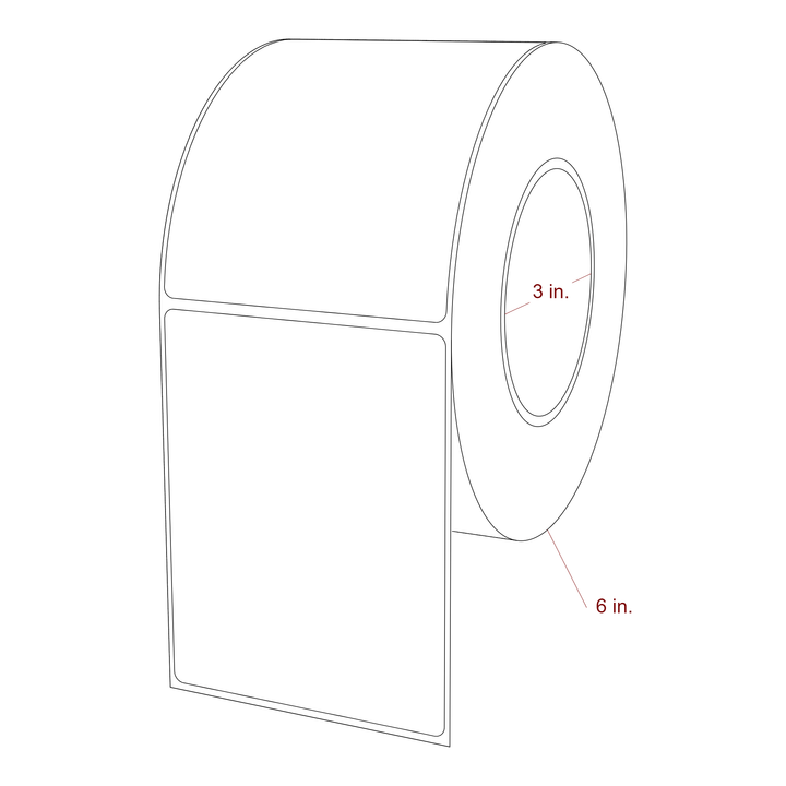 3.5 Inch x 4.5 Inch Rectangle Inkjet Label Roll - 3 Inch Core - 6 Inch Roll OD - 3D Perspective
