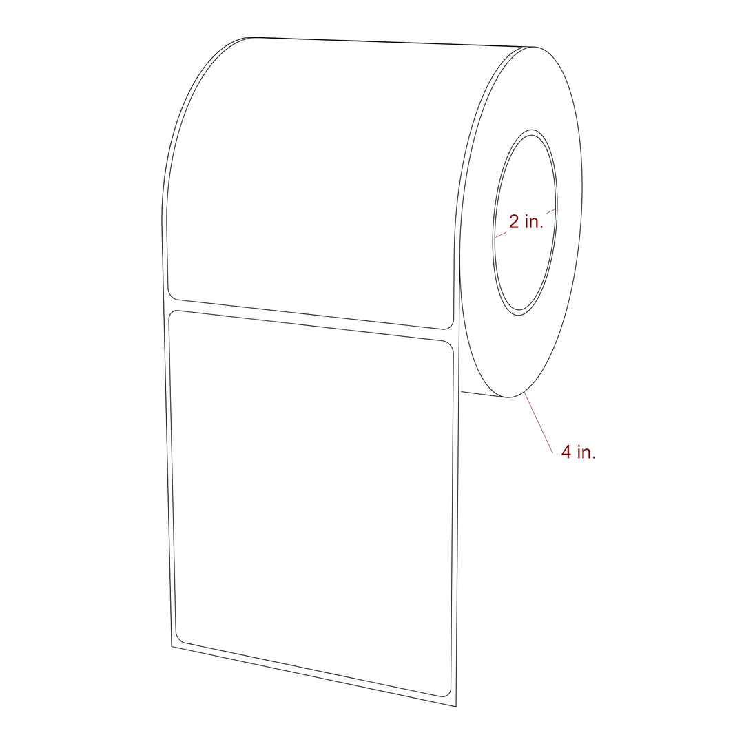 3.5 Inch x 4 Inch Rectangle Inkjet Label Roll - 2 Inch Core - 4 Inch Roll OD - 3D Perspective